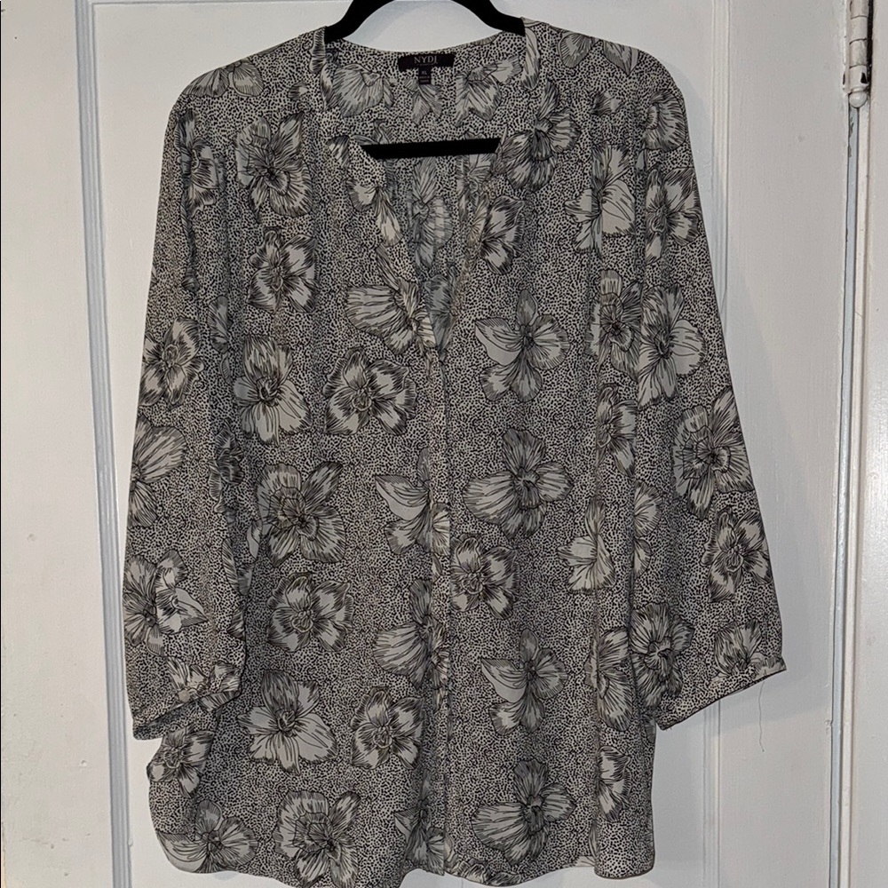 Floral Black and White Women's Top